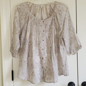 Taupe and Cream Sonoma Pleated Front Blouse